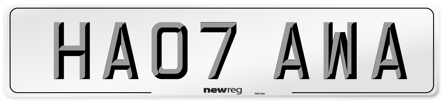 HA07 AWA Number Plate from New Reg